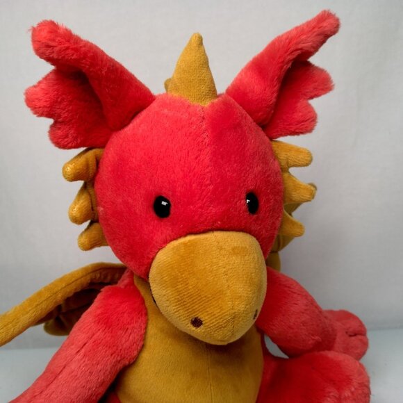 Jellycat London Darvin Dragon Orange Winged Wings Horn Stuffed Plush 11" - Picture 2 of 13
